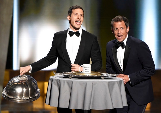 Andy Samberg, Seth Meyers, Emmy Awards 2015, Show Andy Samberg, Seth Meyers, Emmy Awards 2015, Show