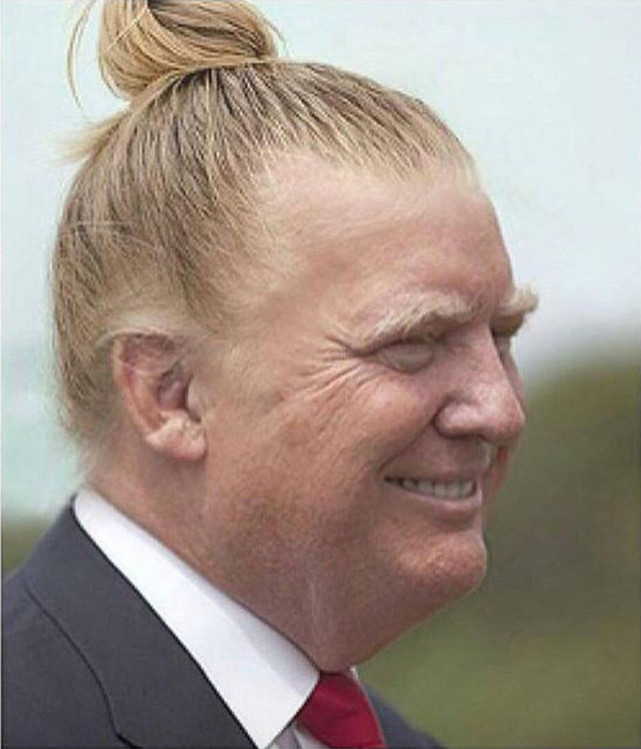 Image result for trump with a man bun