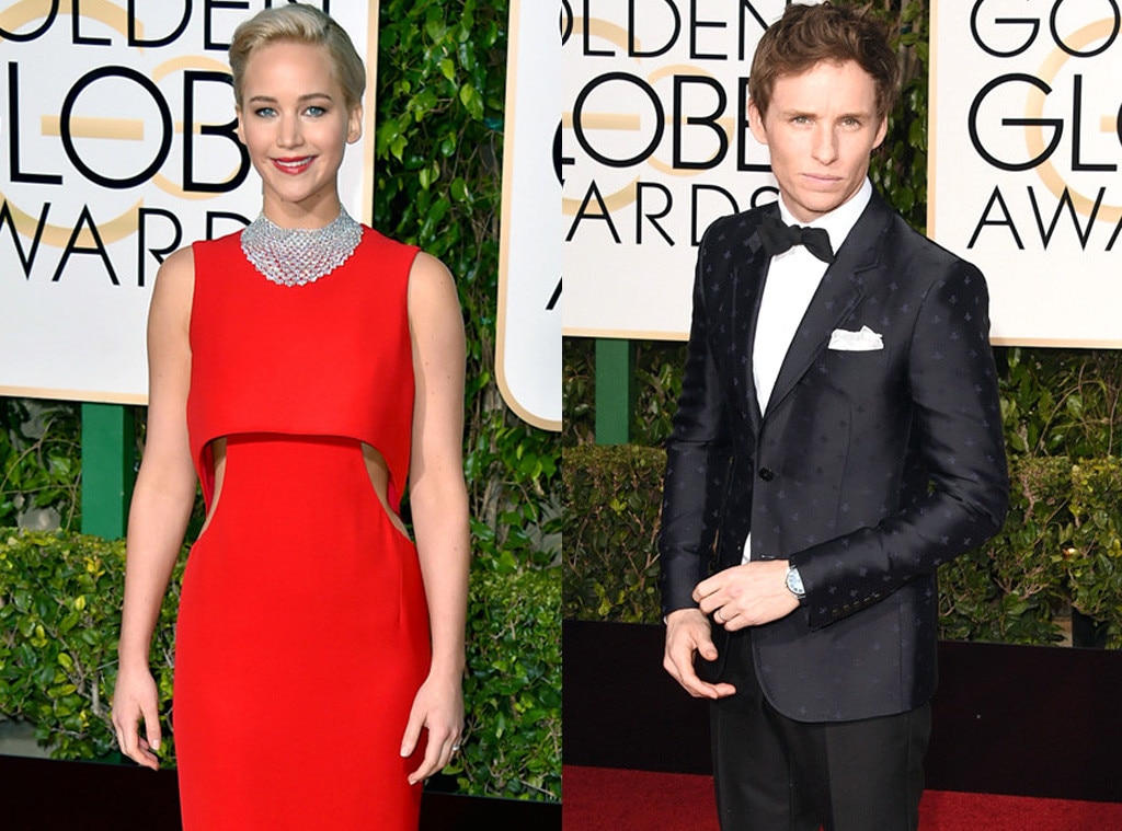 Eddie Redmayne, Jennifer Lawrence, Golden Globe Awards Eddie Redmayne, Jennifer Lawrence, Golden Globe Awards