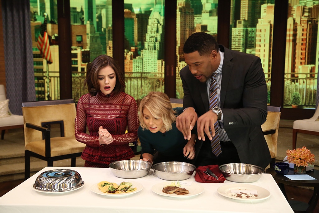 Lucy Hale, Michael Strahan, Kelly Ripa Lucy Hale, Michael Strahan, Kelly Ripa