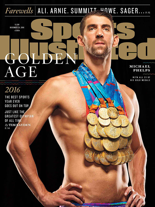 Michael Phelps Wears All of His Gold Medals at Once for Sports