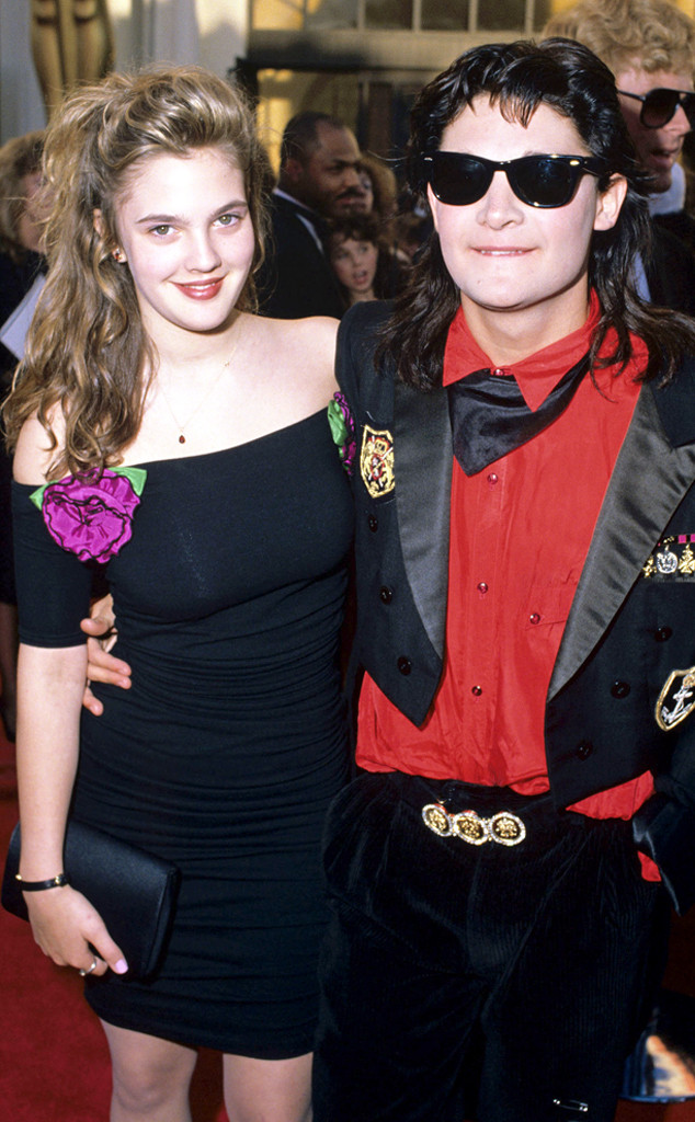 Drew Barrymore & Corey Feldman from Throwback: Couples at the Oscars