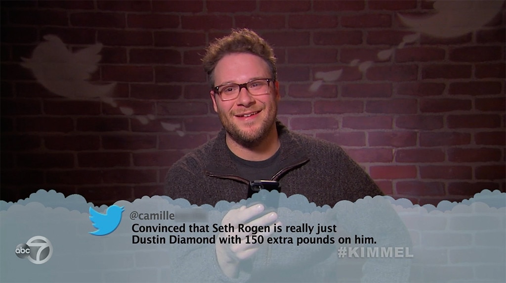 Seth Rogen From Celebrity Mean Tweets From Jimmy Kimmel Live E News 1147