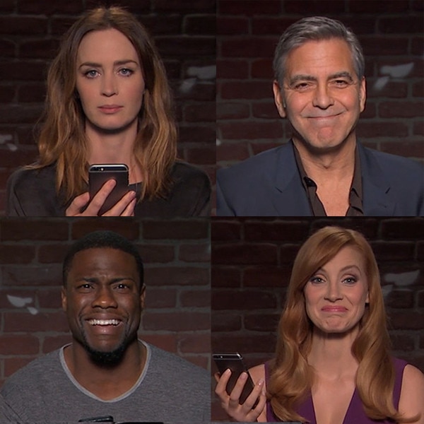 George Clooney Emily Blunt Kevin Hart Seth Rogen And Cate Blanchett Read Mean Tweets On Jimmy 2360