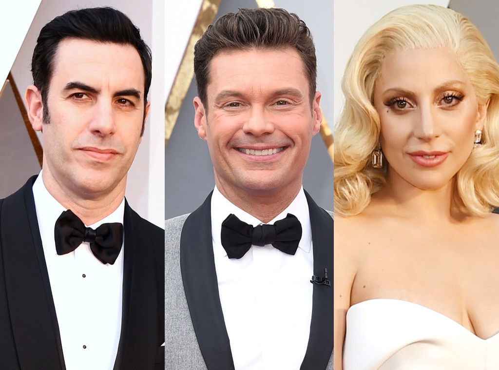 Lady Gaga, Sacha Baron Cohen, Ryan Seacrest Lady Gaga, Sacha Baron Cohen, Ryan Seacrest