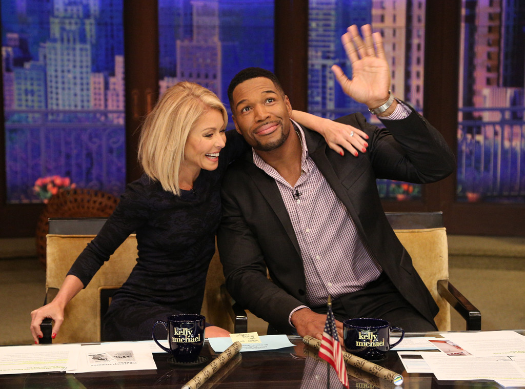 Michael Strahan Kisses Kelly Ripa Goodbye On Live With Kelly And 