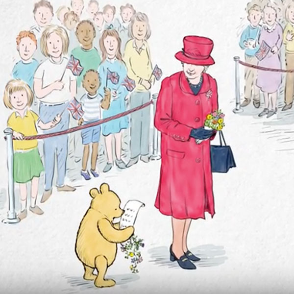 Queen Elizabeth II and Prince George Meet Winnie-the-Pooh During