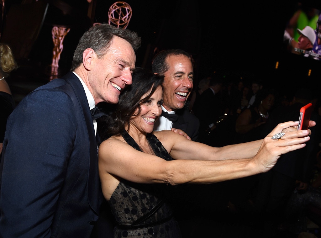 Bryan Cranston, Julia Louis-Dreyfus, Jerry Seinfeld, 2016 Emmy Awards, Candids