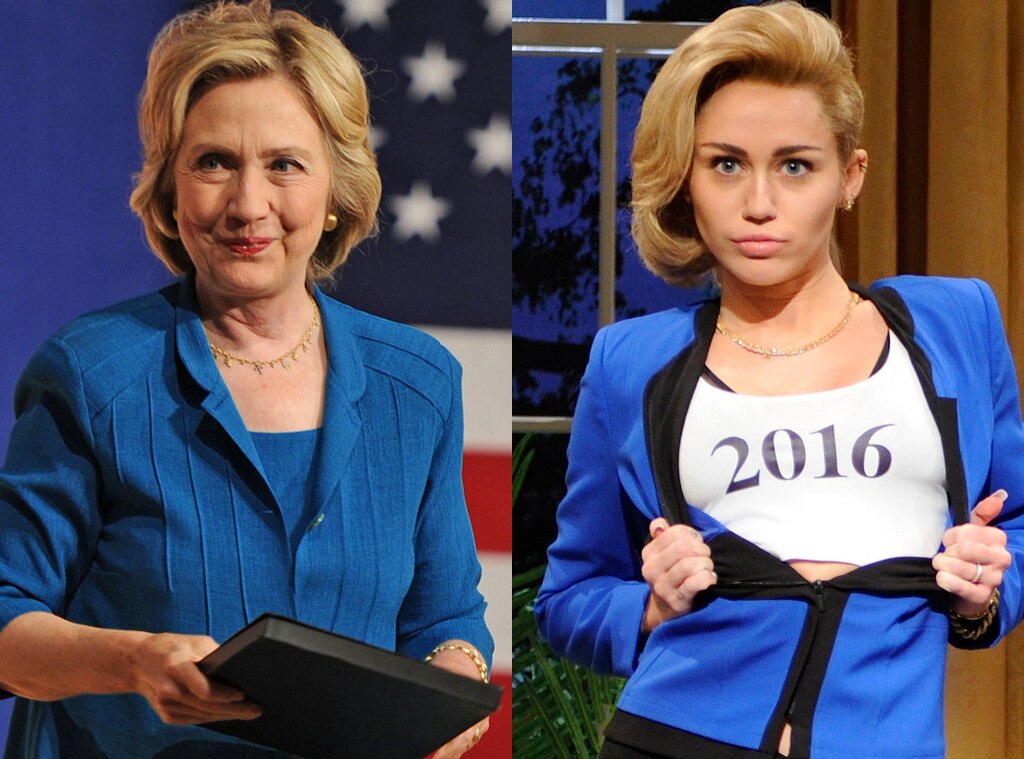 Miley Cyrus From SNL S Best Hillary Clinton Donald Trump Impressions