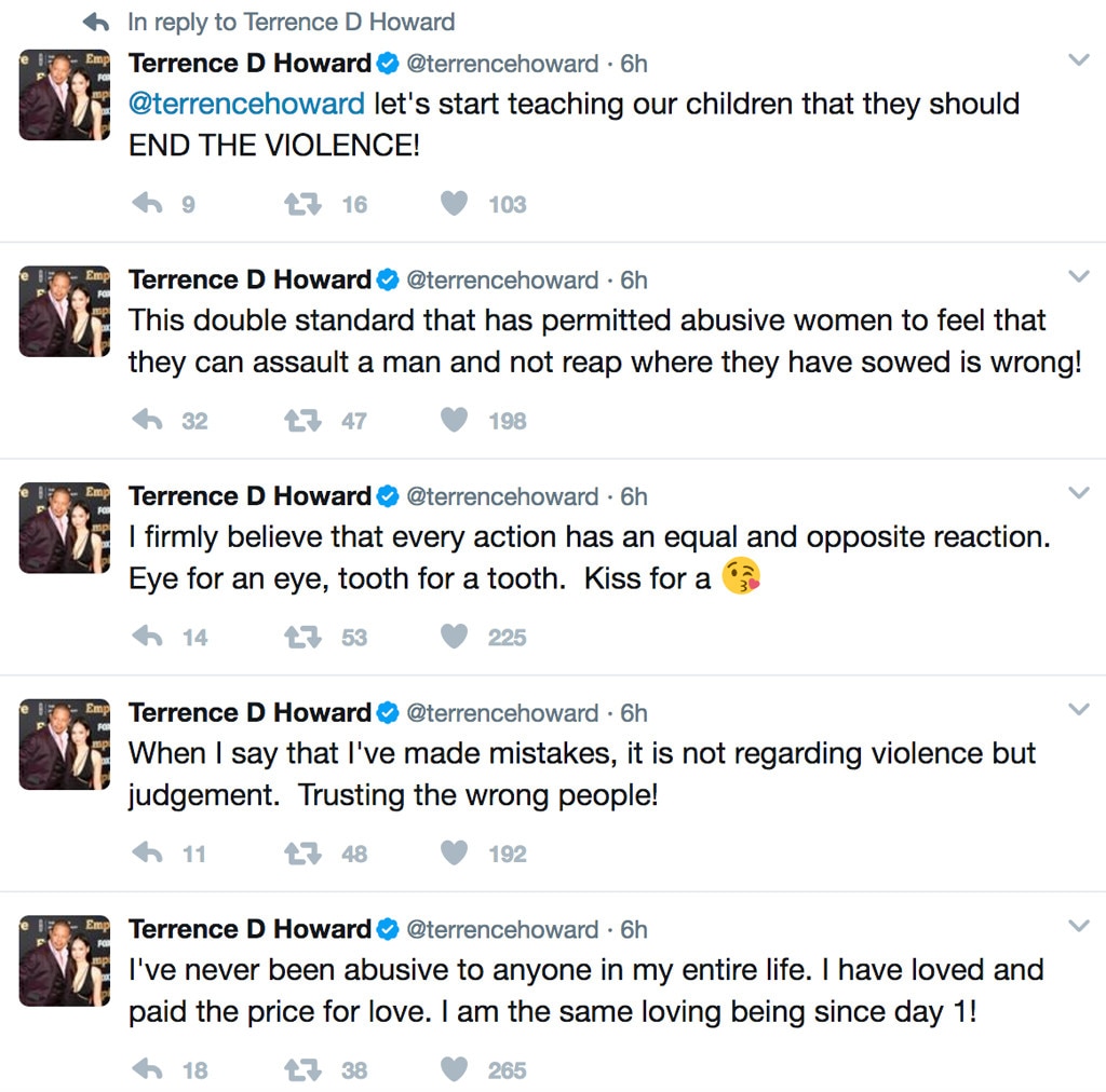 Terrence Howard, Domestic Violence Twitter