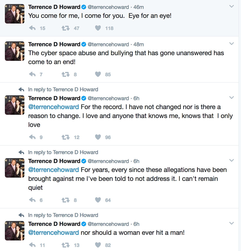 Terrence Howard, Domestic Violence Twitter