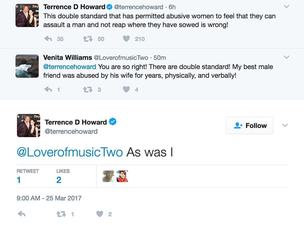 Terrence Howard, Domestic Violence Twitter