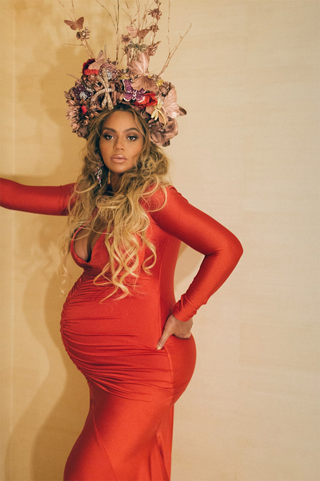Beyoncé Is a Pregnant Queen in Red Gown and Flower Crown at Mom's Gala