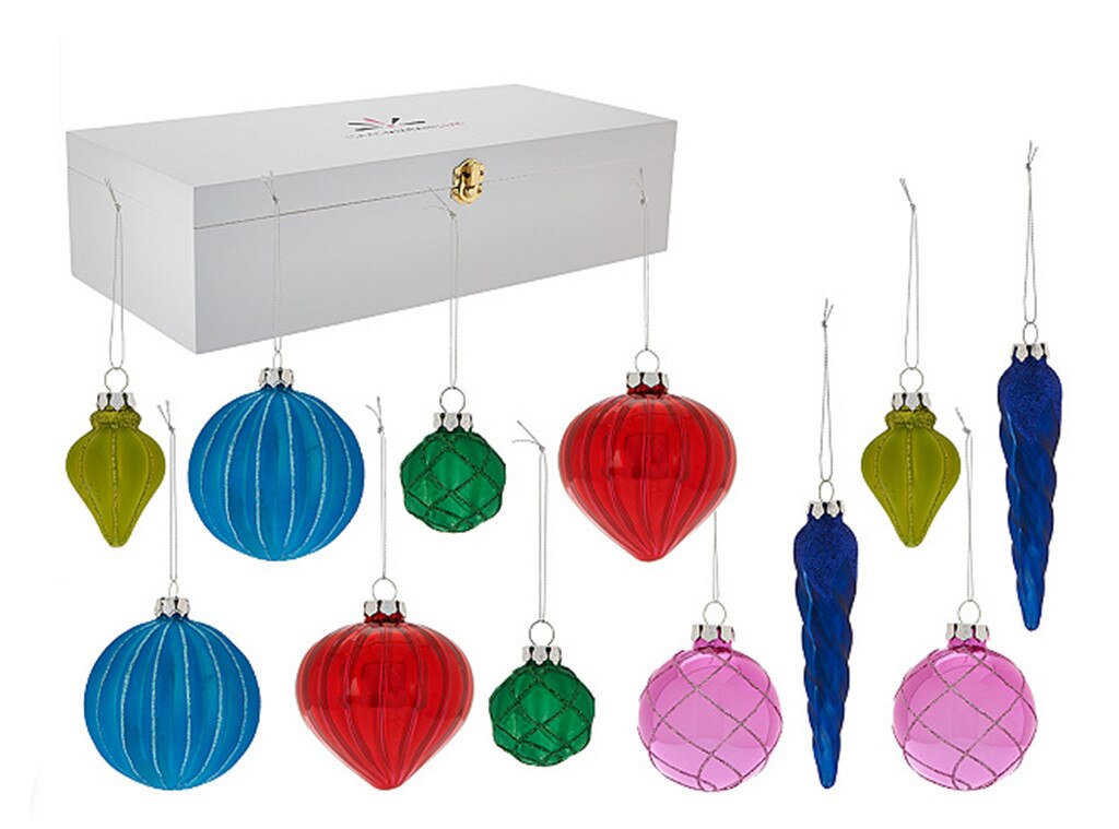 Isaac Mizrahi Live! Glass Ornaments, Christmas in July
