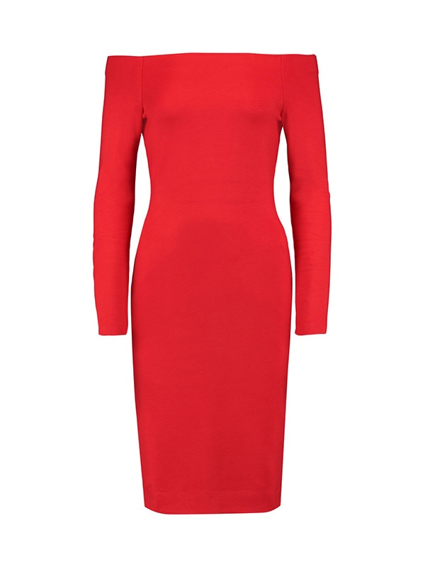 ESC: Red, Off-the-Shoulder Maxi Dresses