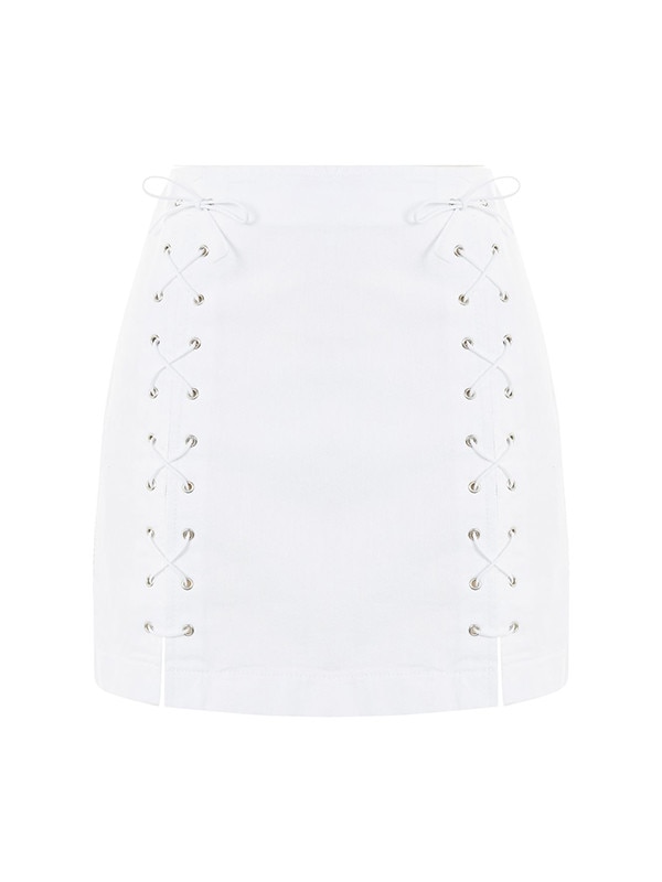 ESC: Lace-Up Denim Skirt