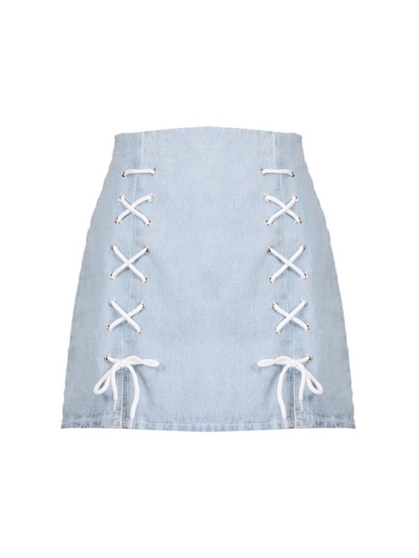 ESC: Lace-Up Denim Skirt