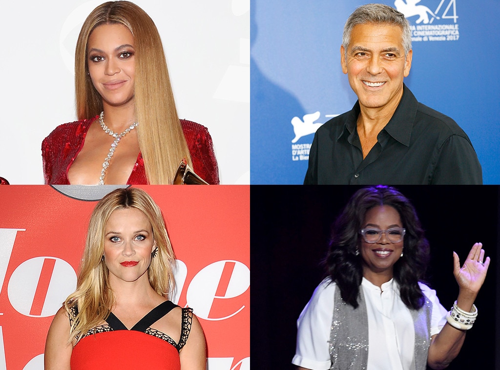 Beyonce, Oprah Winfrey, George Clooney, Reese Witherspoon