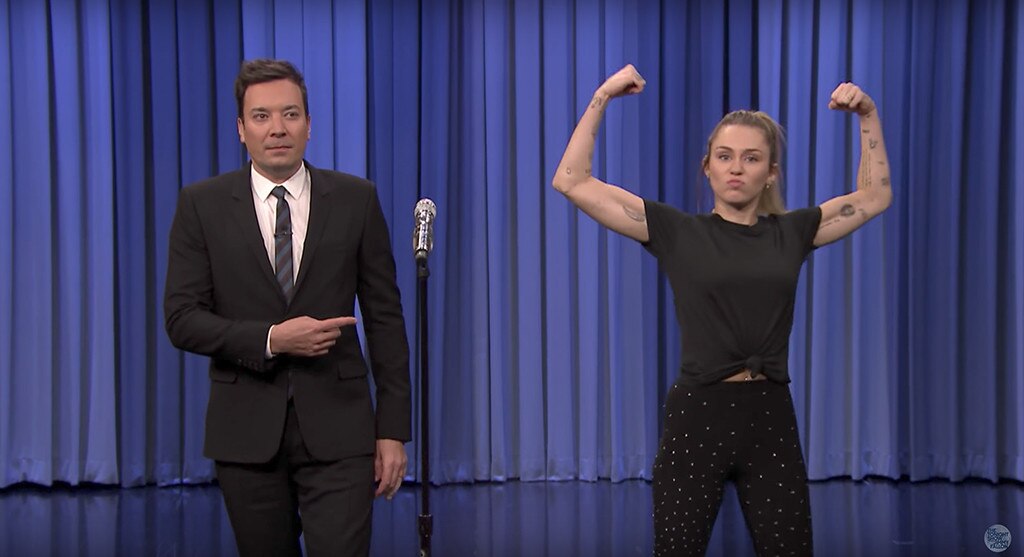 Miley Cyrus and Jimmy Fallon Face Off in Lip Sync Battle on The Tonight