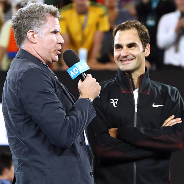 Will Ferrell Channels Ron Burgundy to Crash Interview With Roger Federer