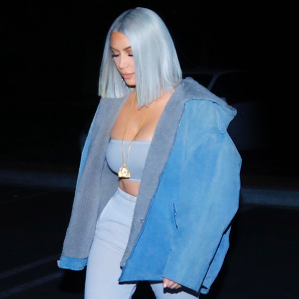 Kim Kardashian Channels <i>Frozen</i>'s Princess Elsa in Head-to-Toe Baby Blue