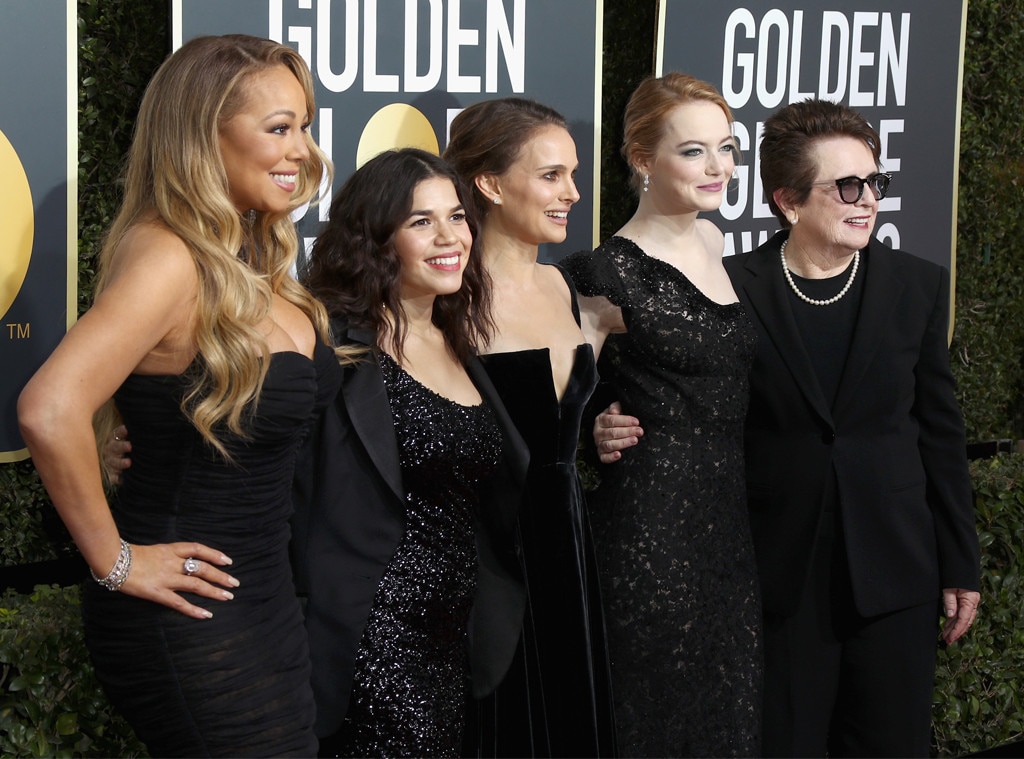 Mariah Carey, America Ferrera, Natalie Portman, Emma Stone, Billie Jean King, 2018 Golden Globes