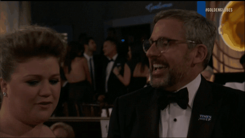 Kelly Clarkson, Steve Carell, 2018 Golden Globes, GIF Kelly Clarkson, Steve Carell, 2018 Golden Globes, GIF