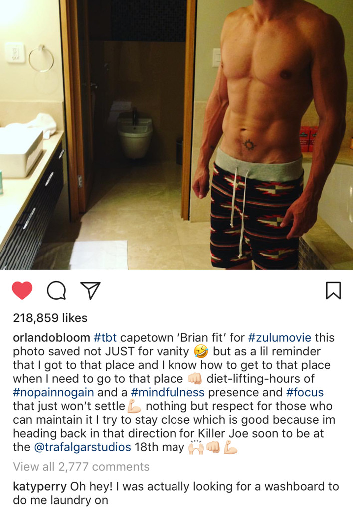 Orlando Bloom, Instagram, Katy Perry Comment