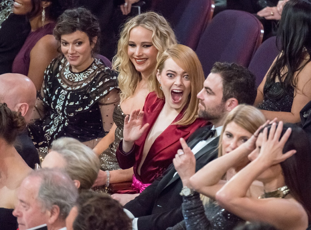 Jennifer Lawrence & Emma Stone from Oscars 2018 Candid Moments E! News