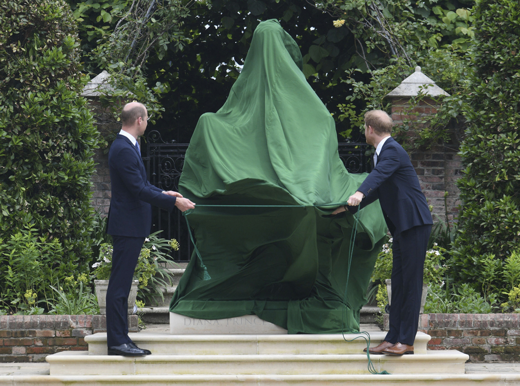 Prince William, Prince Harry, Princess Dianas 60th Birthday Statue Unveiling