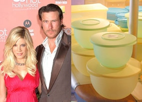 Tori Spelling, Dean McDermott, and Tupperware products