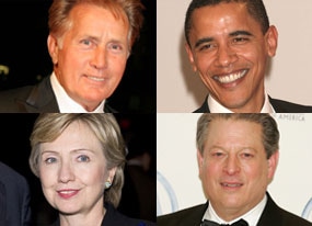 Martin Sheen, Barack Obama, Hillary Clinton, Al Gore 