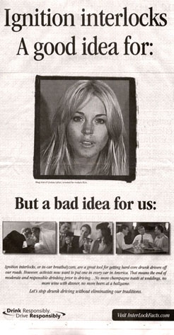 Lindsay Lohan, Interlock Ignition Ad
