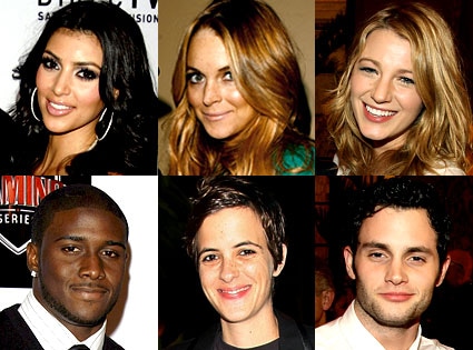Kim Kardashian, Reggie Bush, Lindsay Lohan, Samantha Ronson, Blake Lively, Penn Badgley