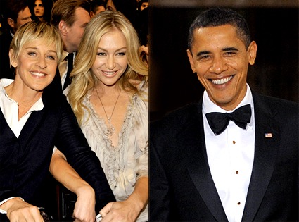Ellen DeGeneres, Portia De Rossi, Barack Obama