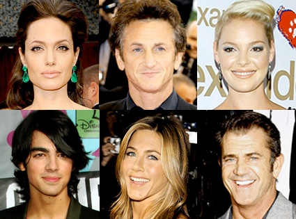 Angelina Jolie, Sean Penn, Katherine Heigl, Joe Jonas, Jennifer Aniston, Mel Gibson