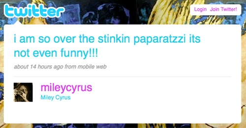 Miley Cyrus' Twitter page
