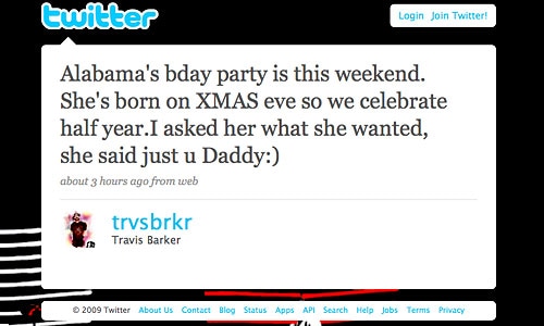 Travis Barker, Twitter Page