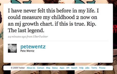Pete Wentz, Twitter Page