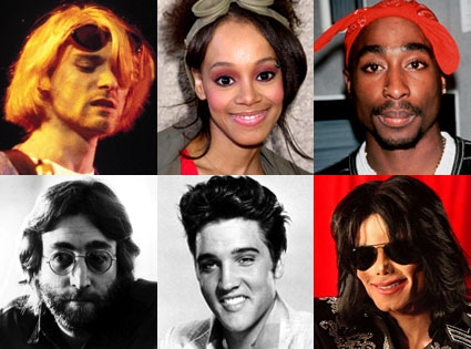 Kurt Cobain, Lisa 'Left Eye' Lopes, Tupac Shakur, John Lennon, Elvis Presley, Michael Jackson