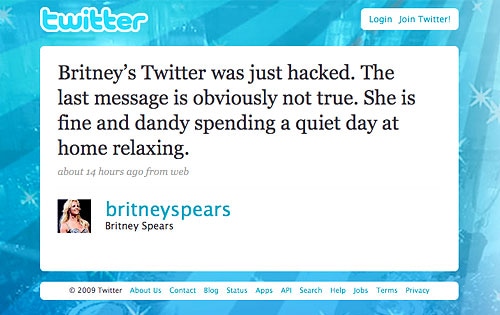 Britney Spears Twitter Page