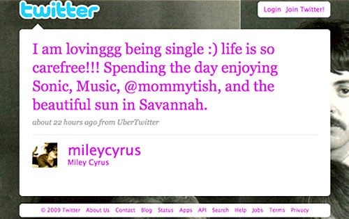 Miley Cyrus, Twitter Page