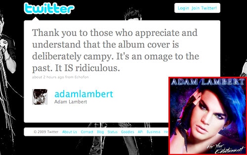 Adam Lambert, Twitter, For Your Entertainment, Album Cover