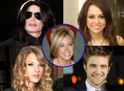 Michael Jackson, Taylor Swift, Miley Cyrus, Robert Pattinson, Kate Gosselin
