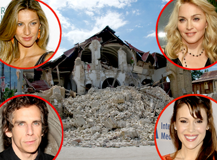 Haiti Earthquake, Gisele Bundchen, Madonna, Ben Stiller, Alyssa Milano