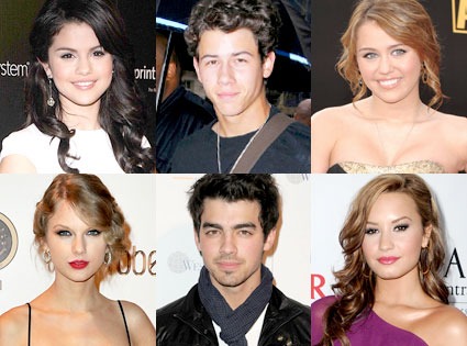 Selena Gomez, Nick Jonas, Miley Cyrus, Taylor Swift, Joe Jonas, Demi Lovato