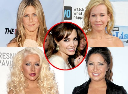 Jennifer Aniston, Chelsea Handler, Christina Aguilera, Bristol Palin, Angelina Jolie