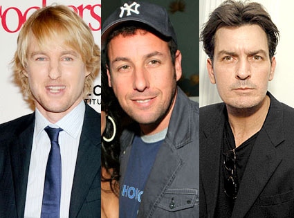 Owen Wilson, Charlie Sheen, Adam Sandler