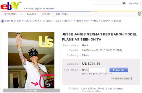 Jesse James, eBay Auction
