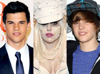 Taylor Lautner, Lady Gaga, Justin Bieber
